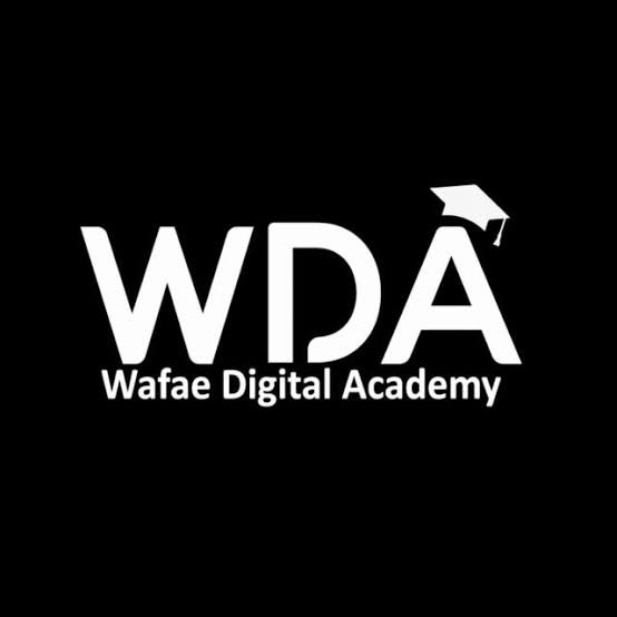 Wafae Digital Academy official white WDA logo on black background